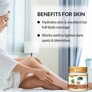 INDUS VALLEY Bio Organic Extra Virgin Pure Coconut Oil for All Skin Type & Hair Growth, Reduces Dandruff, Helps to Prevents Hairfall for Men & Women, Sulphate & Paraben Free - 175ml